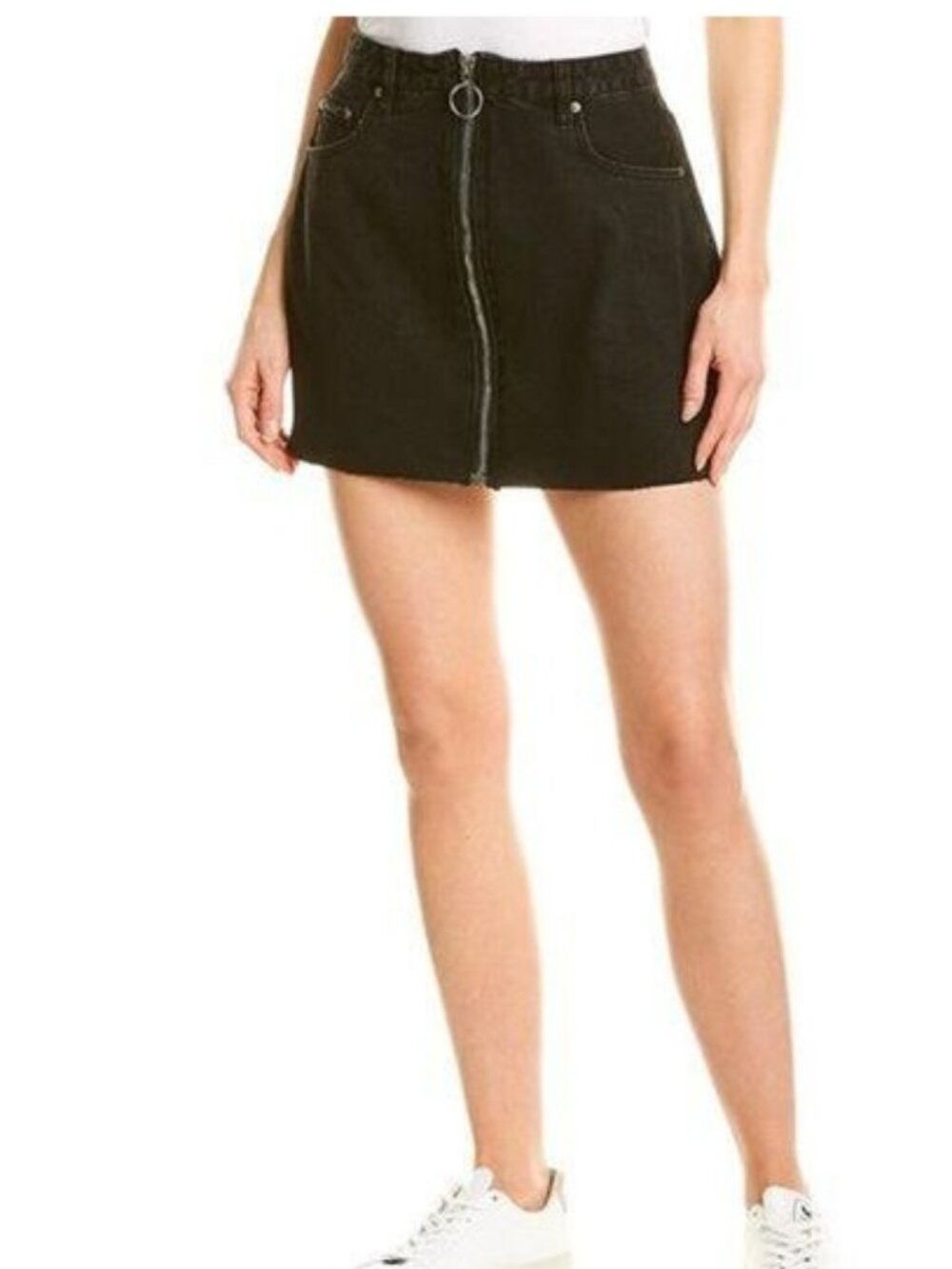 NEON BLONDE Chaser Zip Denim Mini Skirt Size 27 Frayed Hem